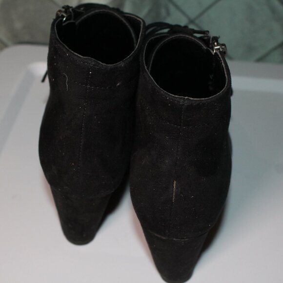 JustFab Boots Womens 9 Palma Ankle Booties Black Lace Up Round Toe Wedge *SH - Picture 7 of 8